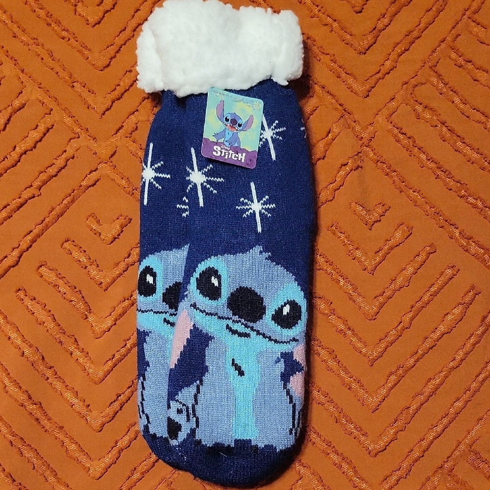 Disney Blue and White Stitch Slippers Cozy Winter Design